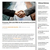 Finanzas: Mercado M&A de AL aumenta un 2,51%